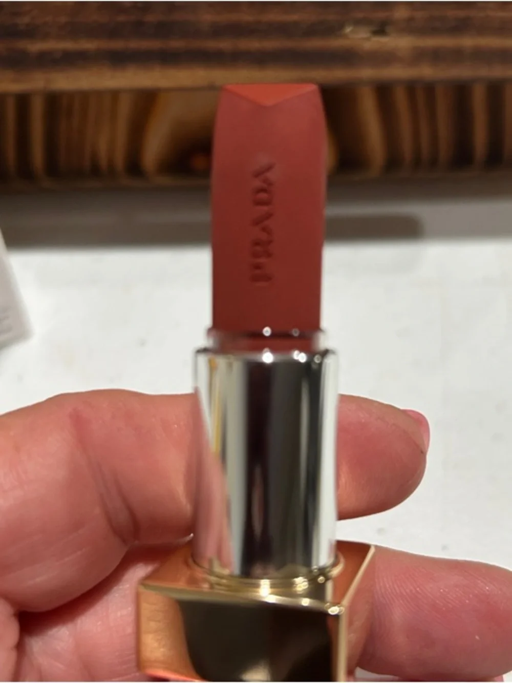 Prada Monochrome Hyper Matte Lipstick B03 Mahogany - Deep Mahogany Red